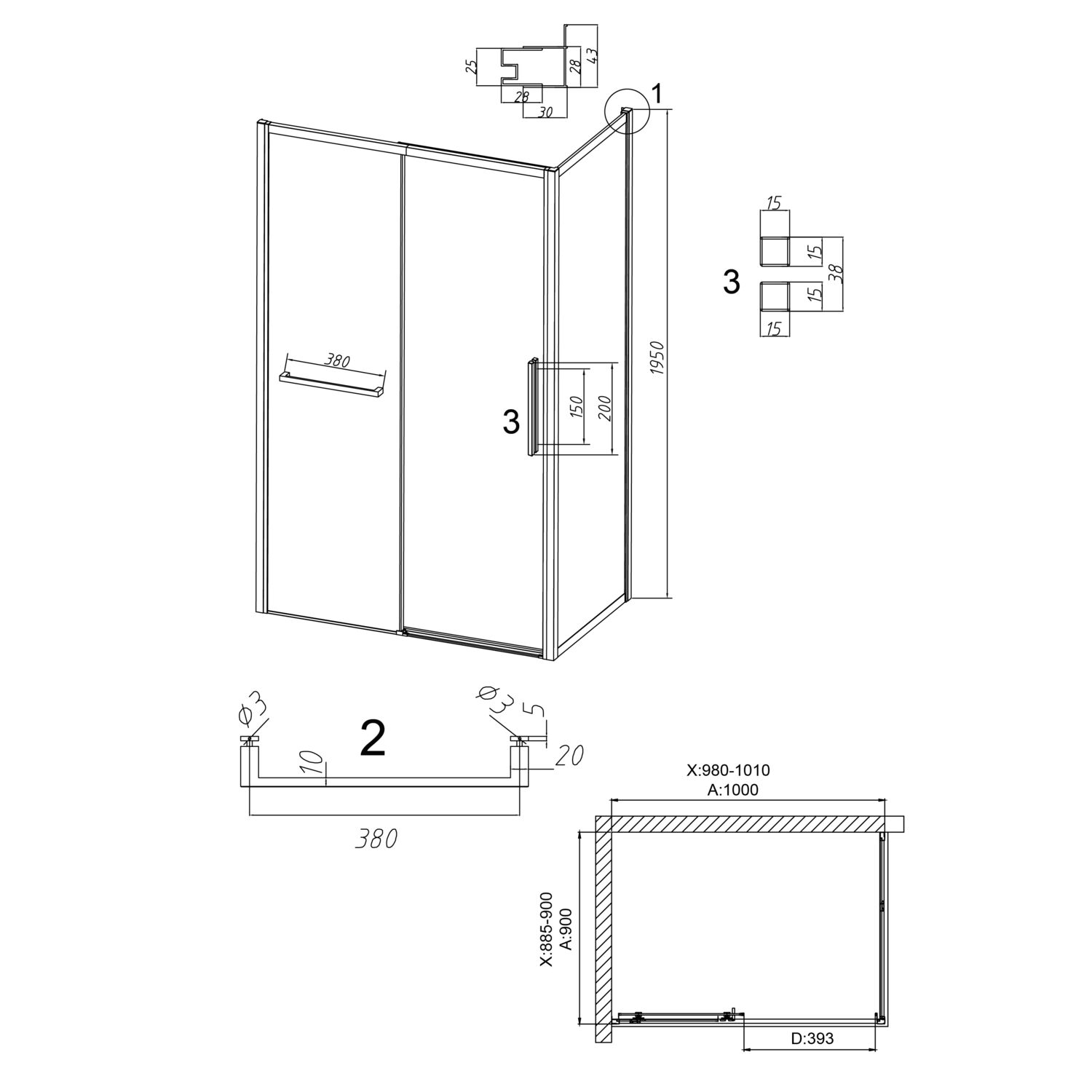 Душевой уголок Grossman Style 100х90, стекло прозрачное, профиль черный матовый - фото 1