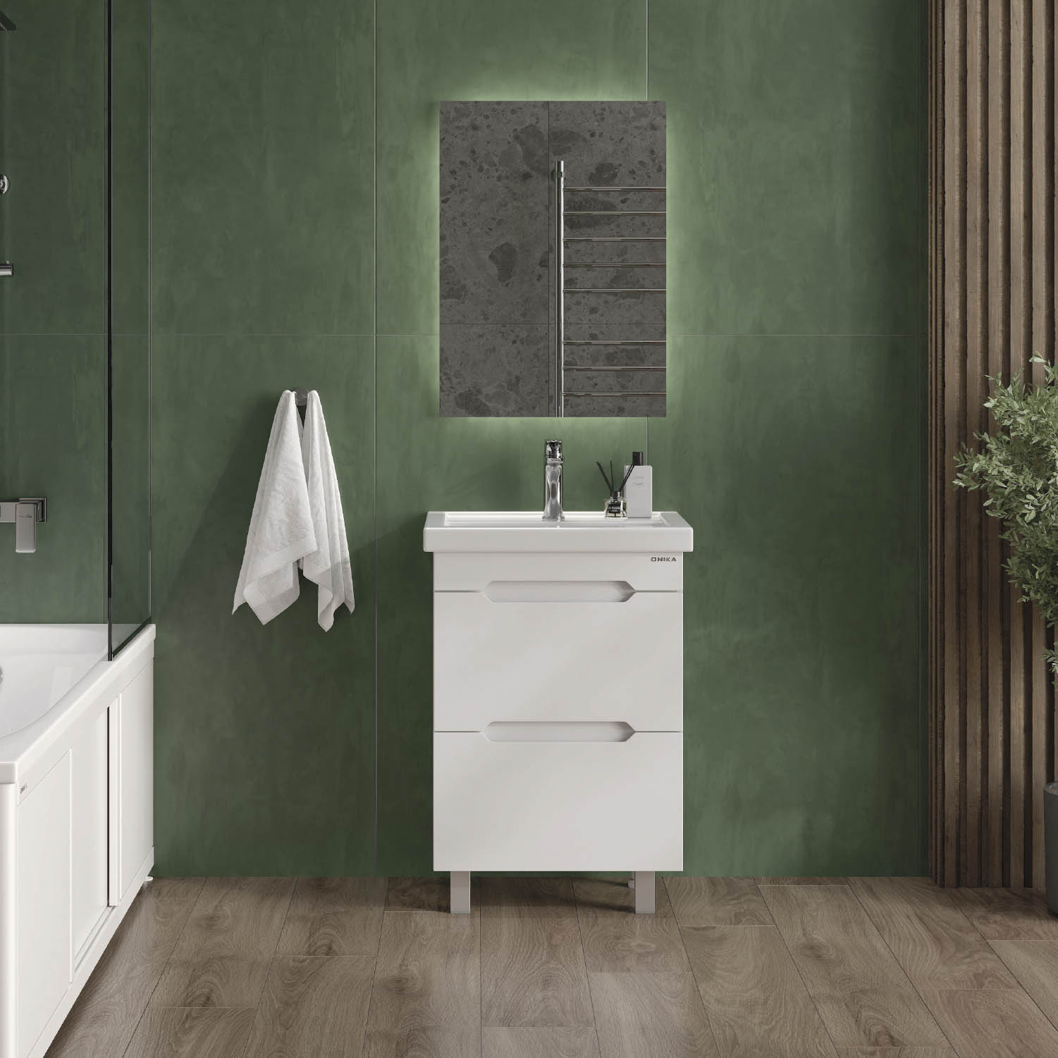 Мебель для ванной Оника Айленд 60, напольная, цвет белый