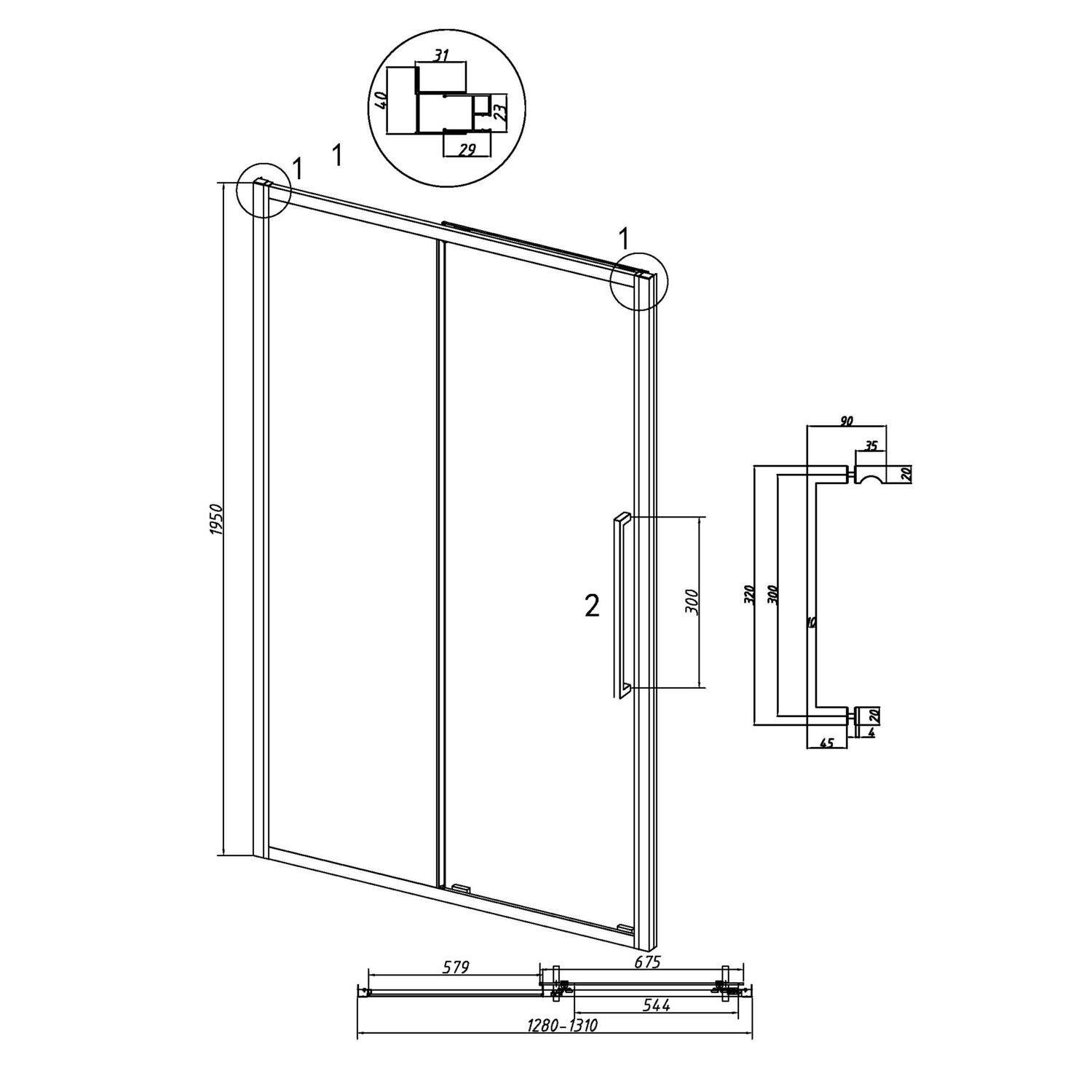 Душевая дверь Grossman Cosmo 100.K33.02.130.21.00 130х195, стекло прозрачное, профиль черный матовый - фото 1