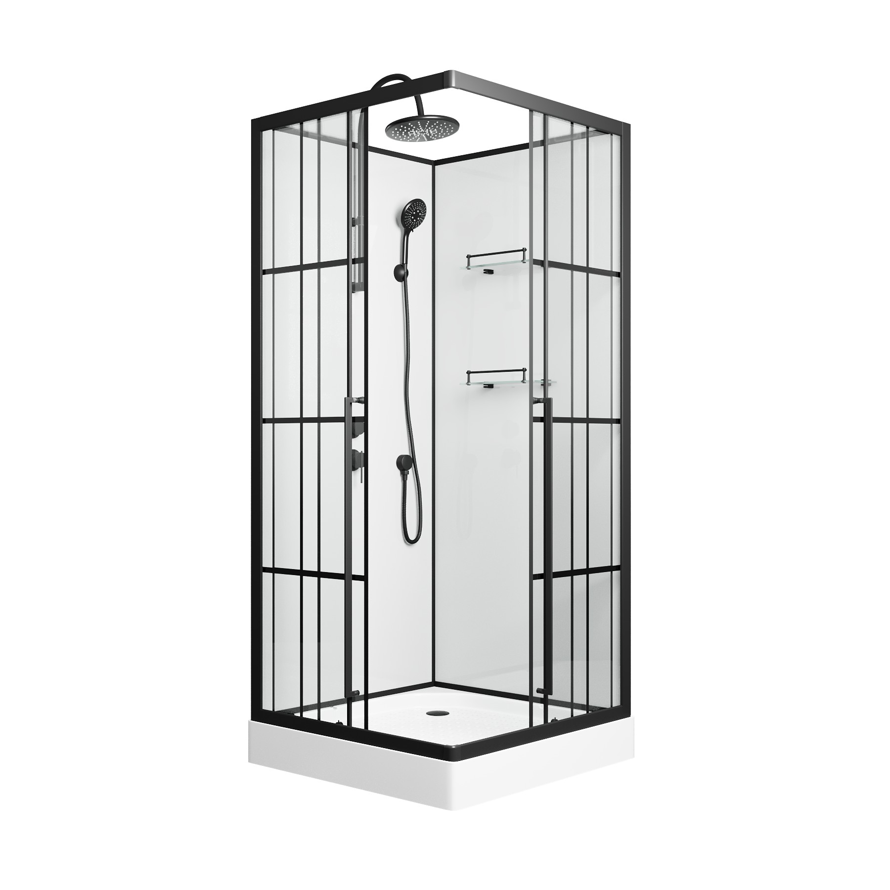 Душевая кабина Niagara Standart ST90/15QL/KL/BKT 90х90, левая, стекло прозрачное с рисунком, профиль черный матовый - фото 1