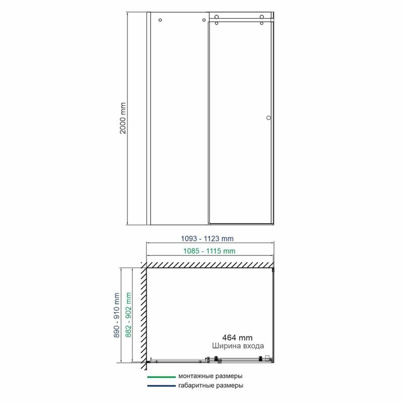 Душевой уголок WasserKRAFT Vils 56R15 110x90, стекло прозрачное, профиль серебристый
