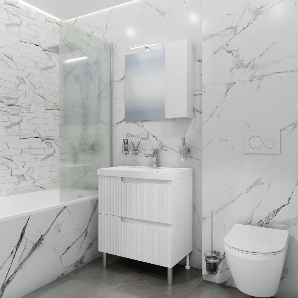 Мебель для ванной Санта Альтаир 70, напольная, 2 ящика, цвет белый глянец - фото 1