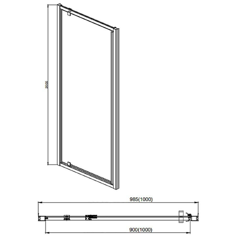 Душевая дверь Акватек Ария AQ ARI PI 10020BL 100x200, стекло прозрачное, профиль черный - фото 1