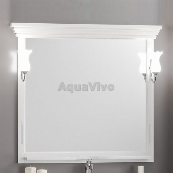 Зеркало Опадирис Риспекто 100x100, с отверстиями для светильников, цвет белый матовый