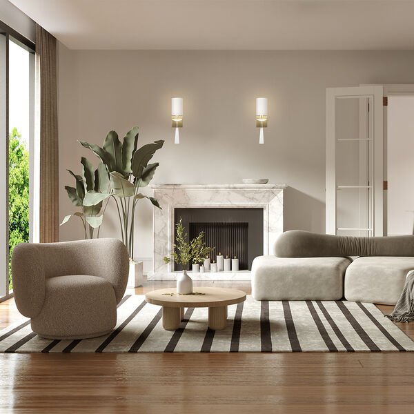 Бра Maytoni Bianco MOD224WL-01BS1, арматура латунь, плафон ткань белая - фото 1