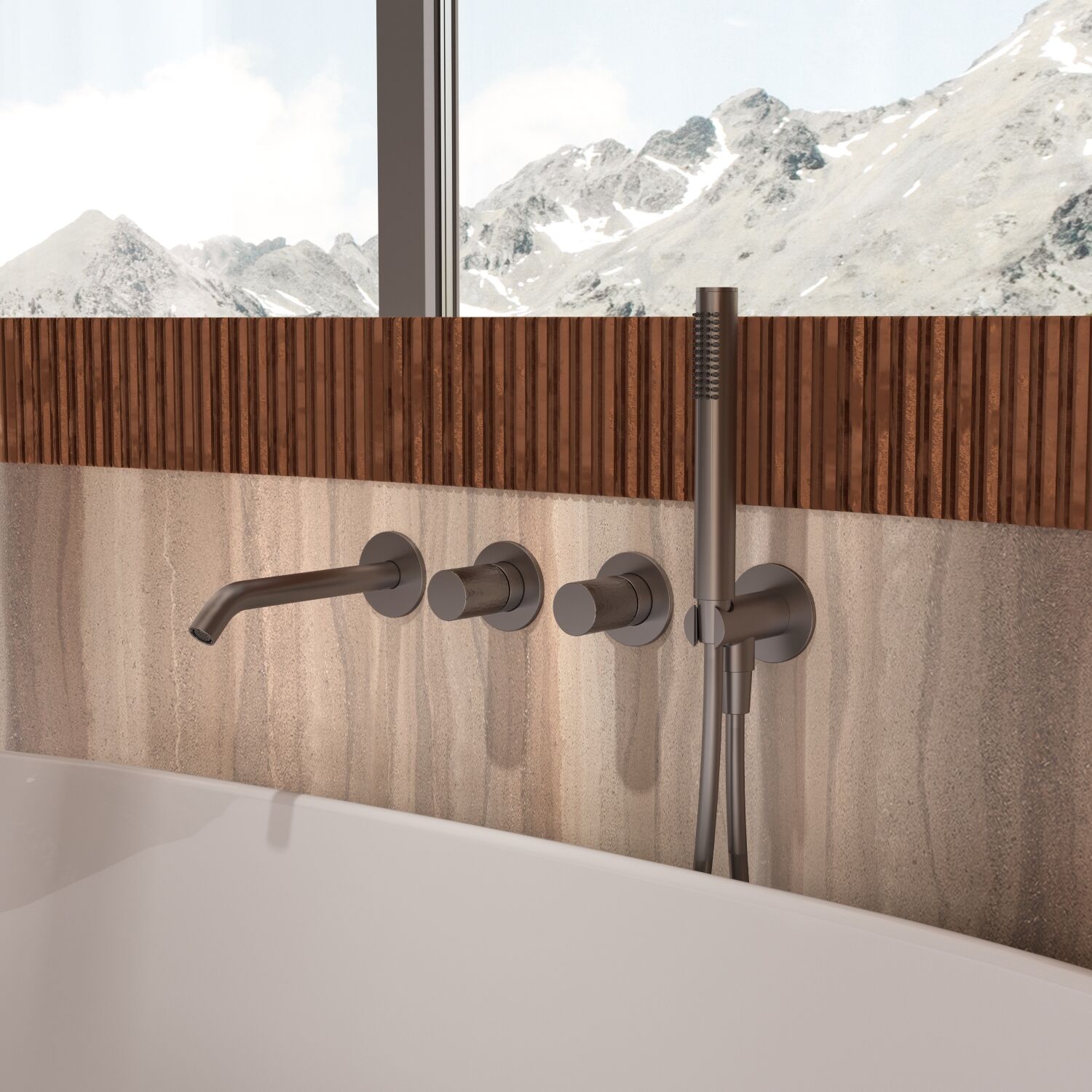 Смеситель Vincea Aura VBTW-6AU1GM для ванны с душем, встраиваемый, цвет вороненая сталь - фото 1