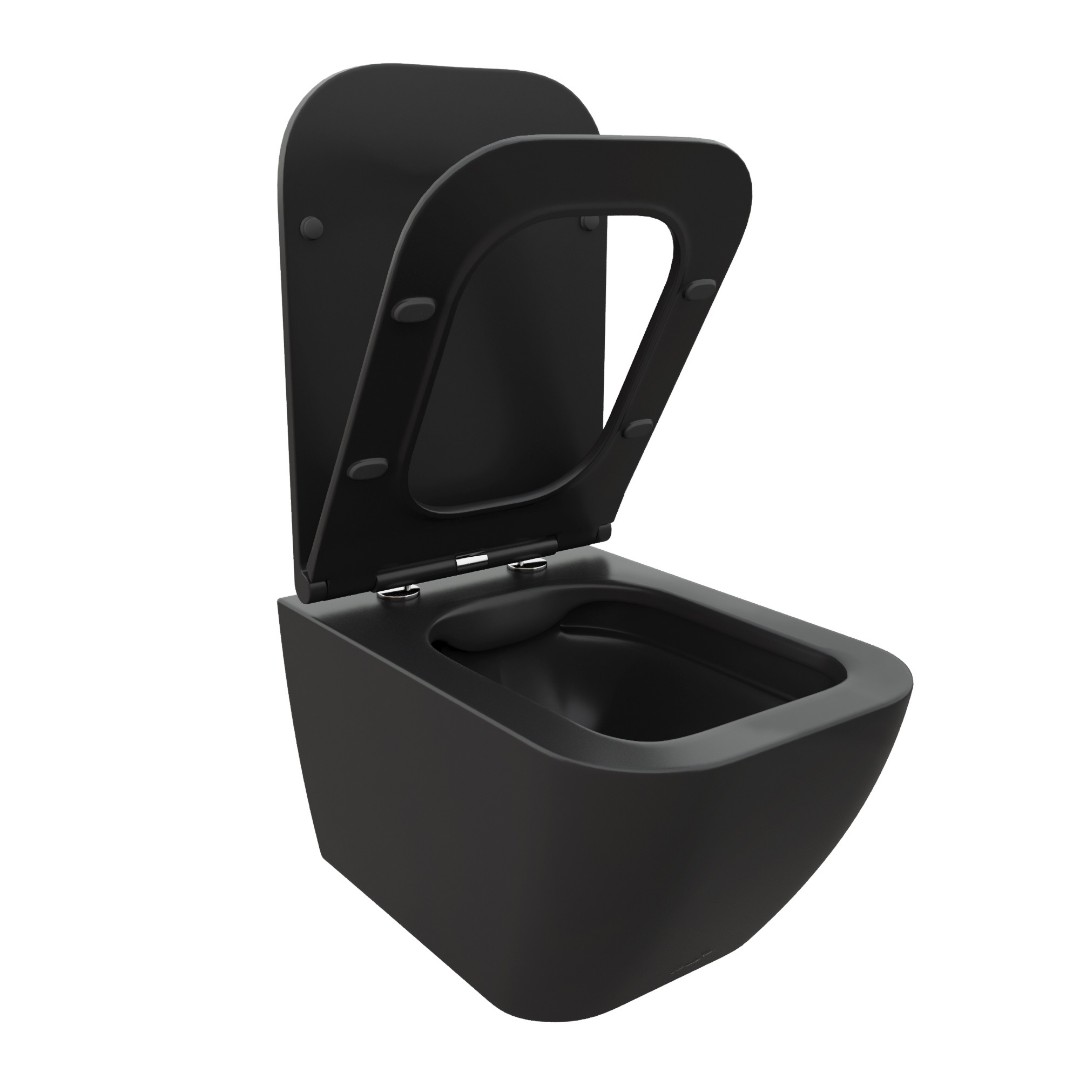 Унитаз CeruttiSPA Mimi Aria MB CT8920 подвесной, безободковый, с сиденьем микролифт, цвет черный матовый - фото 1