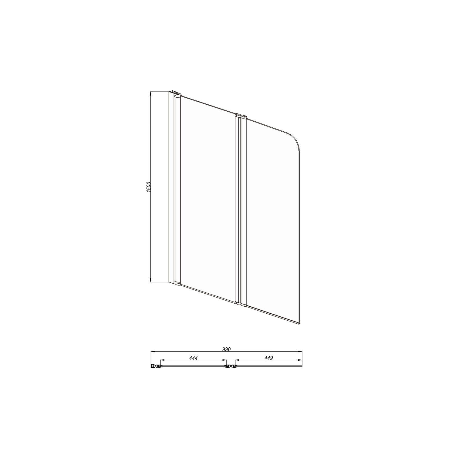Шторка на ванну Акватек Дельта AQ DEL SBA 10015CH 100x150, стекло прозрачное, профиль хром - фото 1