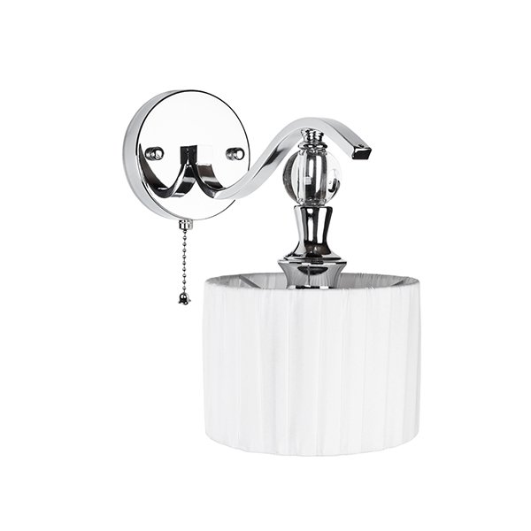 Бра Arte Lamp Ibiza A4038AP-1CC, арматура хром / прозрачная, плафон ткань белая, 14х23 см