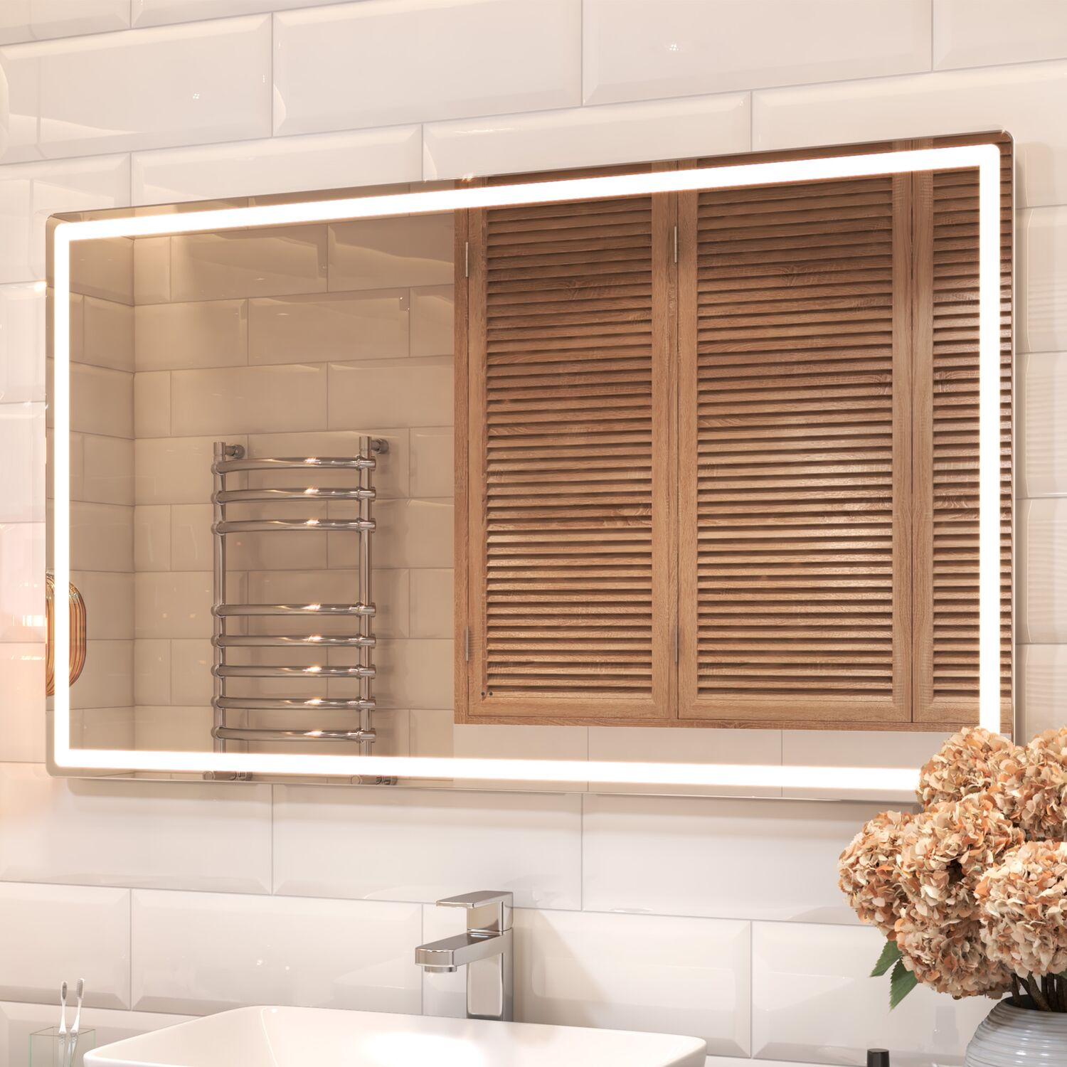 Зеркало Vigo Geometry Comfort 120x70, с подсветкой, функцией антизапотевания
