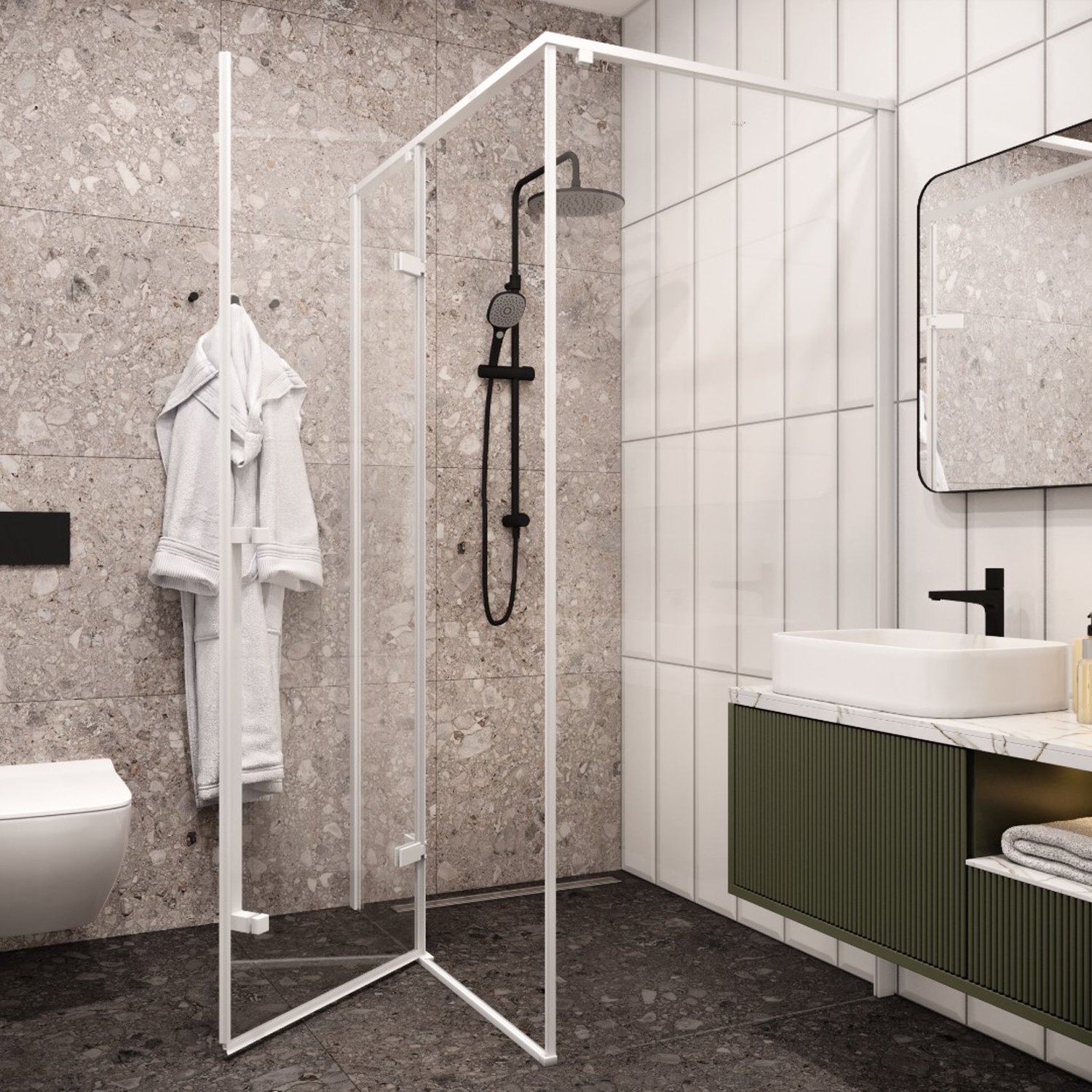 Душевой уголок CeruttiSPA C1AW 120x90, стекло прозрачное, профиль белый - фото 1