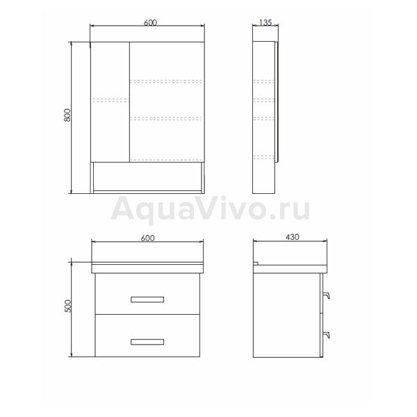 Мебель для ванной Comforty Парма 60, цвет дуб дымчатый