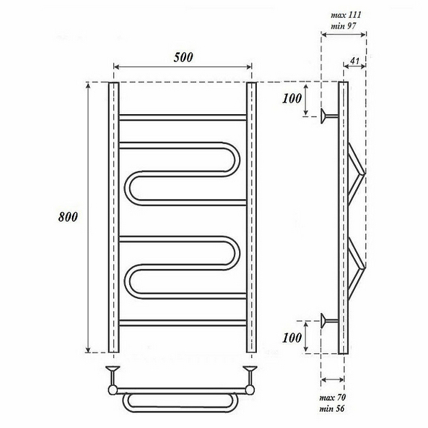 Полотенцесушитель Point П4 50x80 электрический, цвет хром