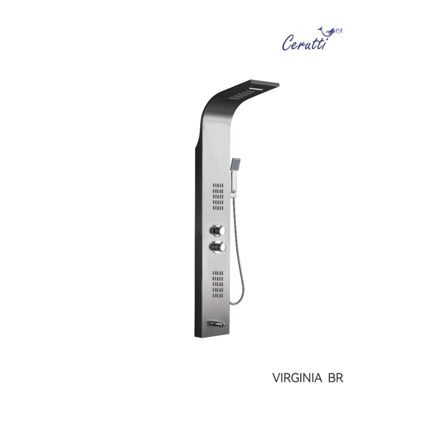 Душевая панель CeruttiSPA Virginia BR CT9983, с гидромассажем, цвет матовая нержавеющая сталь