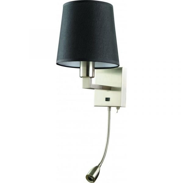 Бра Arte Lamp Hall A9246AP-2SS, арматура серебро, плафон ткань черная, 23х18 см