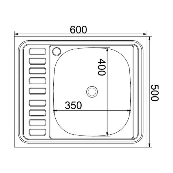 Кухонная мойка Mixline 538195 60x50, с крылом, правая, цвет хром 