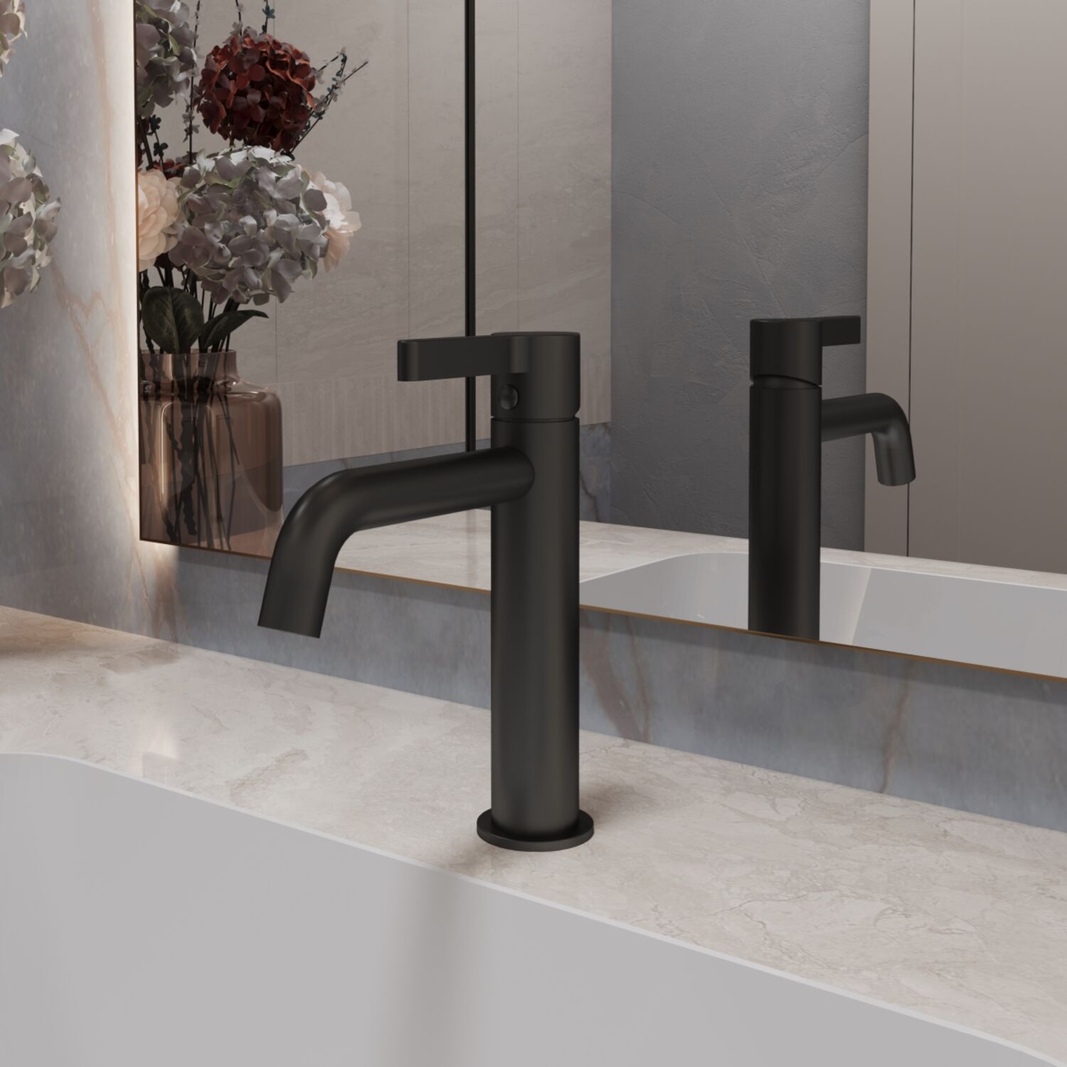 Смеситель Vincea Villa VBF-1VL1MB для раковины, цвет черный - фото 1