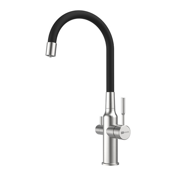 Смеситель Lemark Expert LM5083S Black для кухни, под фильтр, цвет сталь / черный