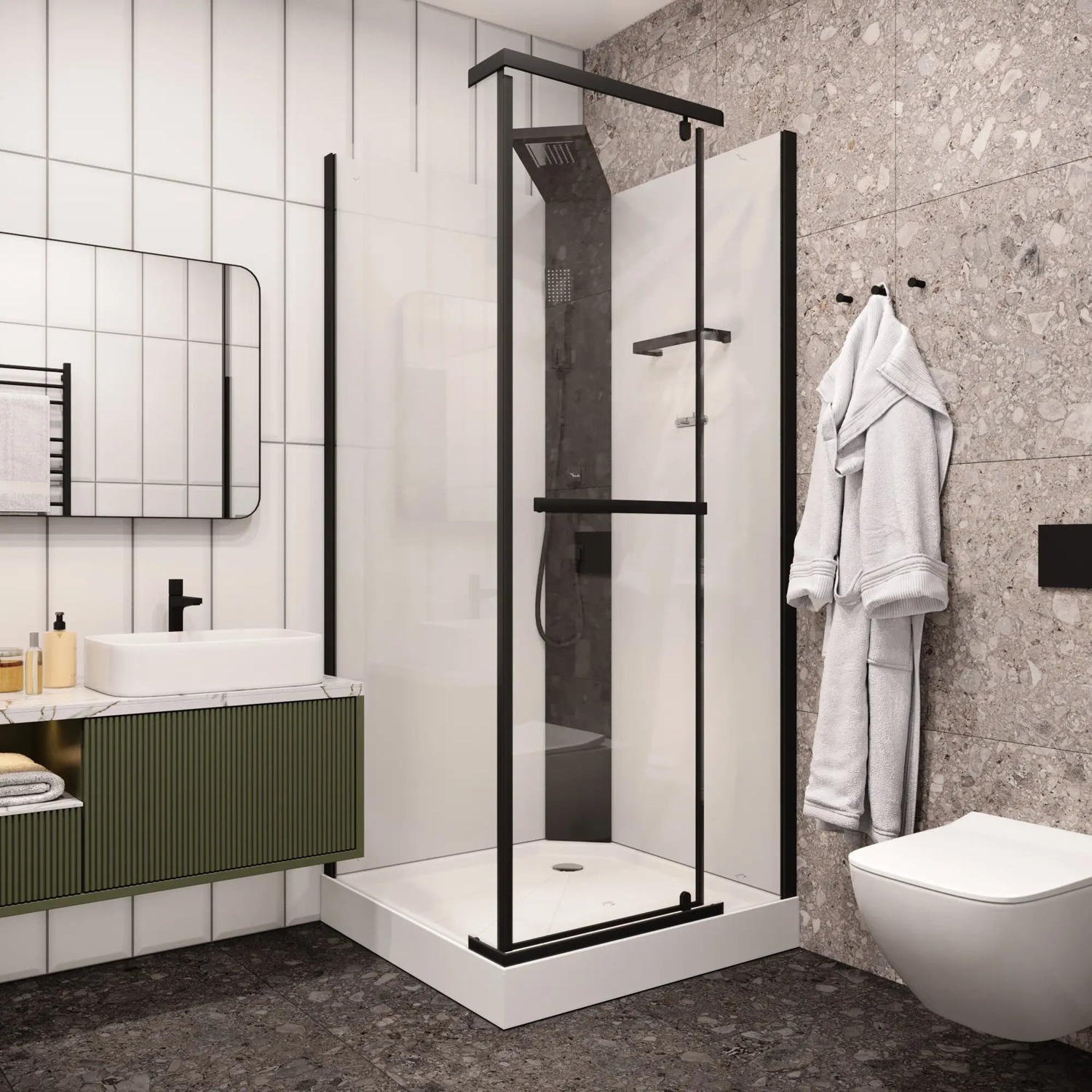 Кабина CeruttiSPA Mimi 90B 90x90, стекло прозрачное, профиль черный