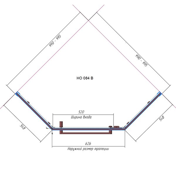 Душевой уголок RGW Hotel HO-084G 100x100, стекло сатинат матовое, профиль золото, с полотенцедержателем - фото 1