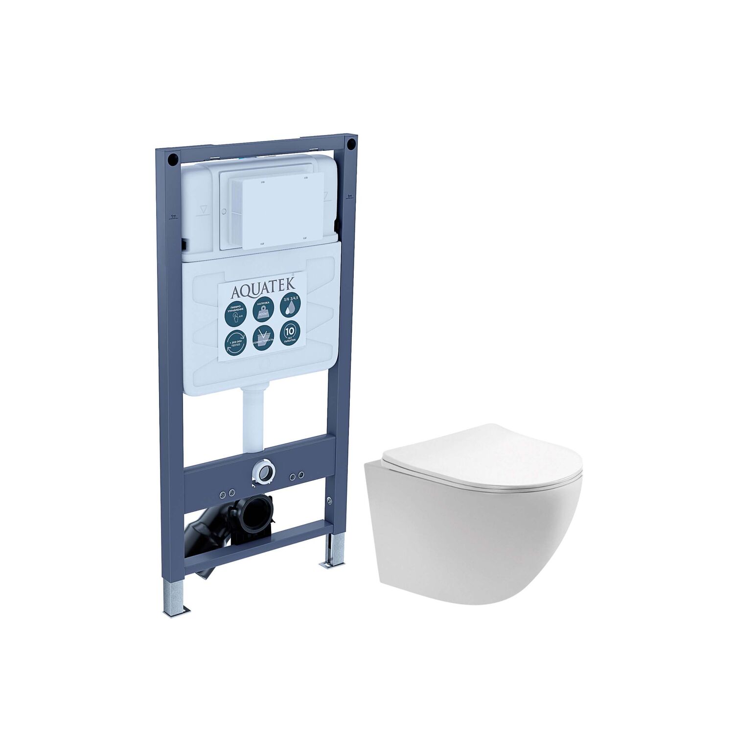 Комплект Акватек Европа INS P 01: Инсталляция Pneumo S50 INSP-0000001 + Унитаз Европа AQ1900T-00 белый