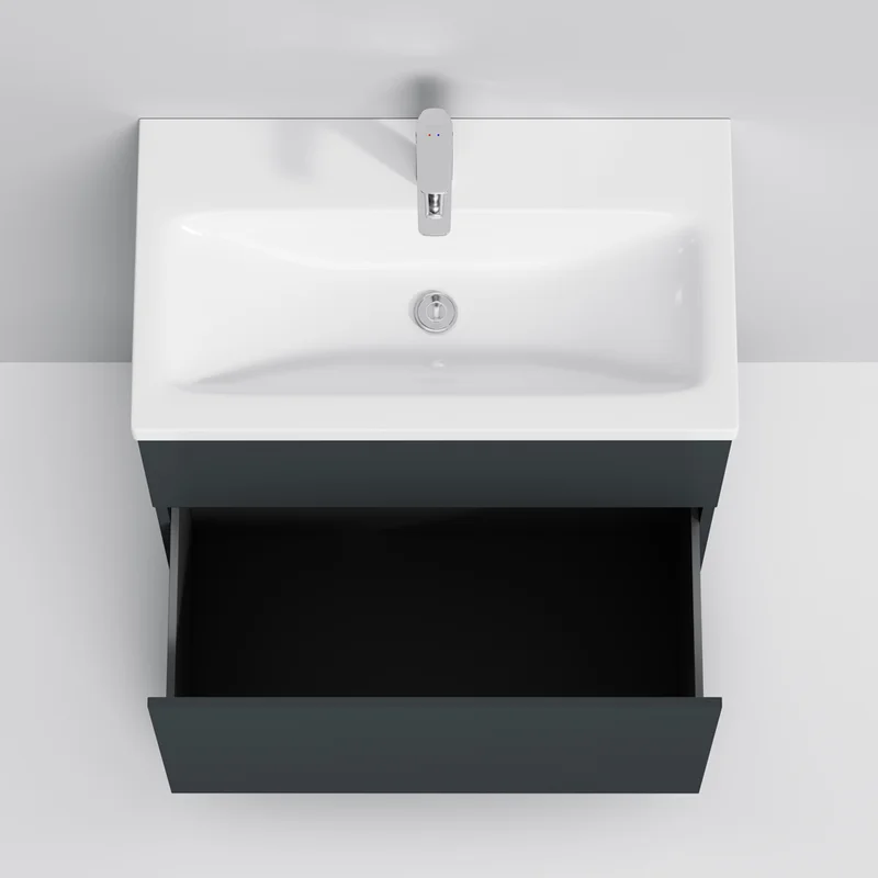 Тумба под раковину AM.PM Gem 60 напольная, 2 ящика, цвет графит матовый - фото 1