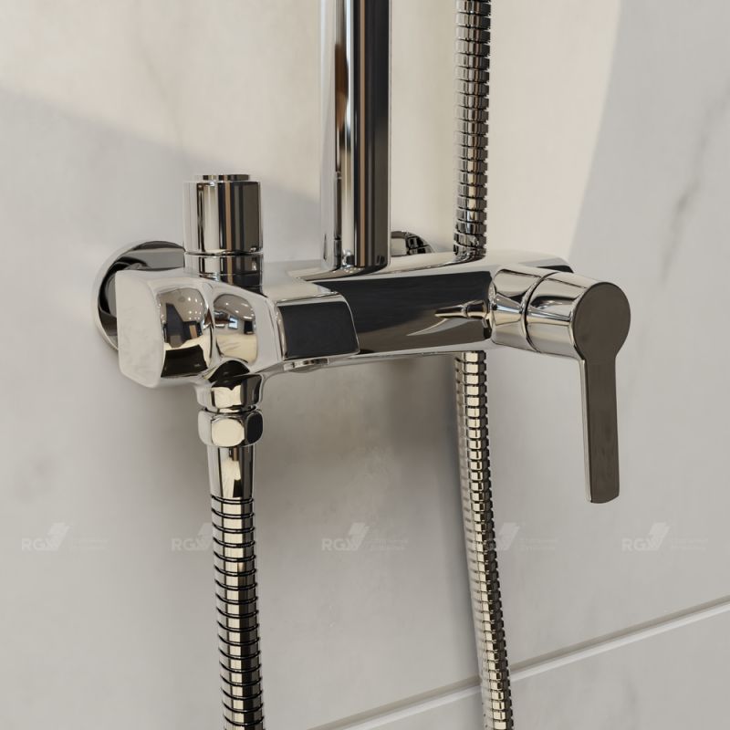 Душевая стойка RGW Shower Panels SP-31, с верхним душем, смесителем, цвет хром - фото 1