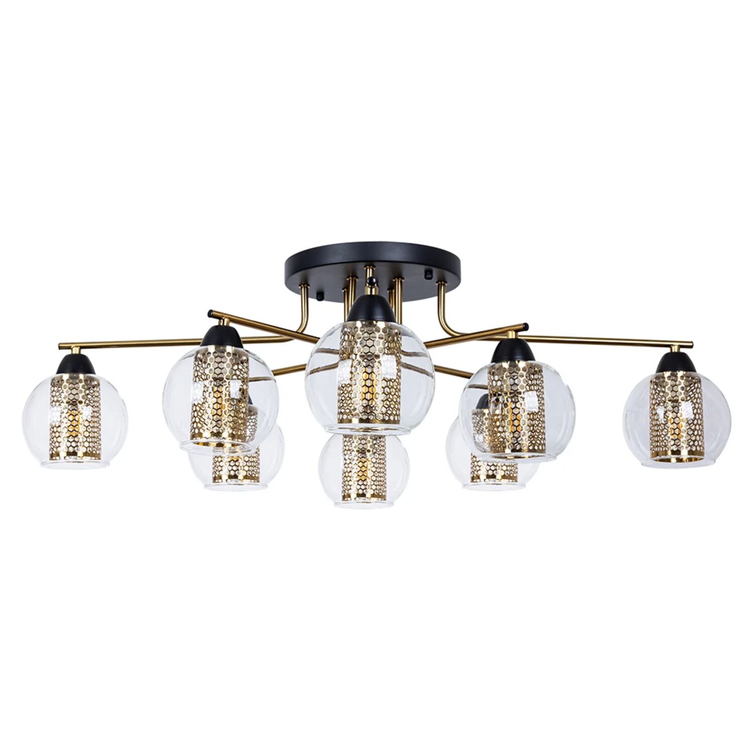 Потолочная люстра Arte Lamp Manchester A7045PL-8BK, арматура черный, плафон металл / стекло прозрачное