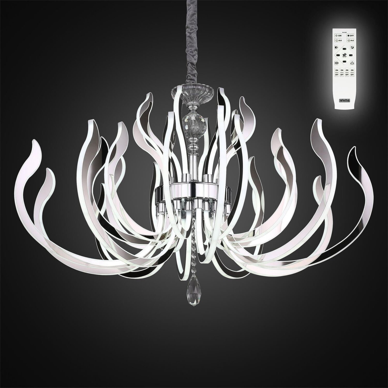 Подвесная люстра Citilux Miranda EL337P28, арматура хром, плафоны акрил белый