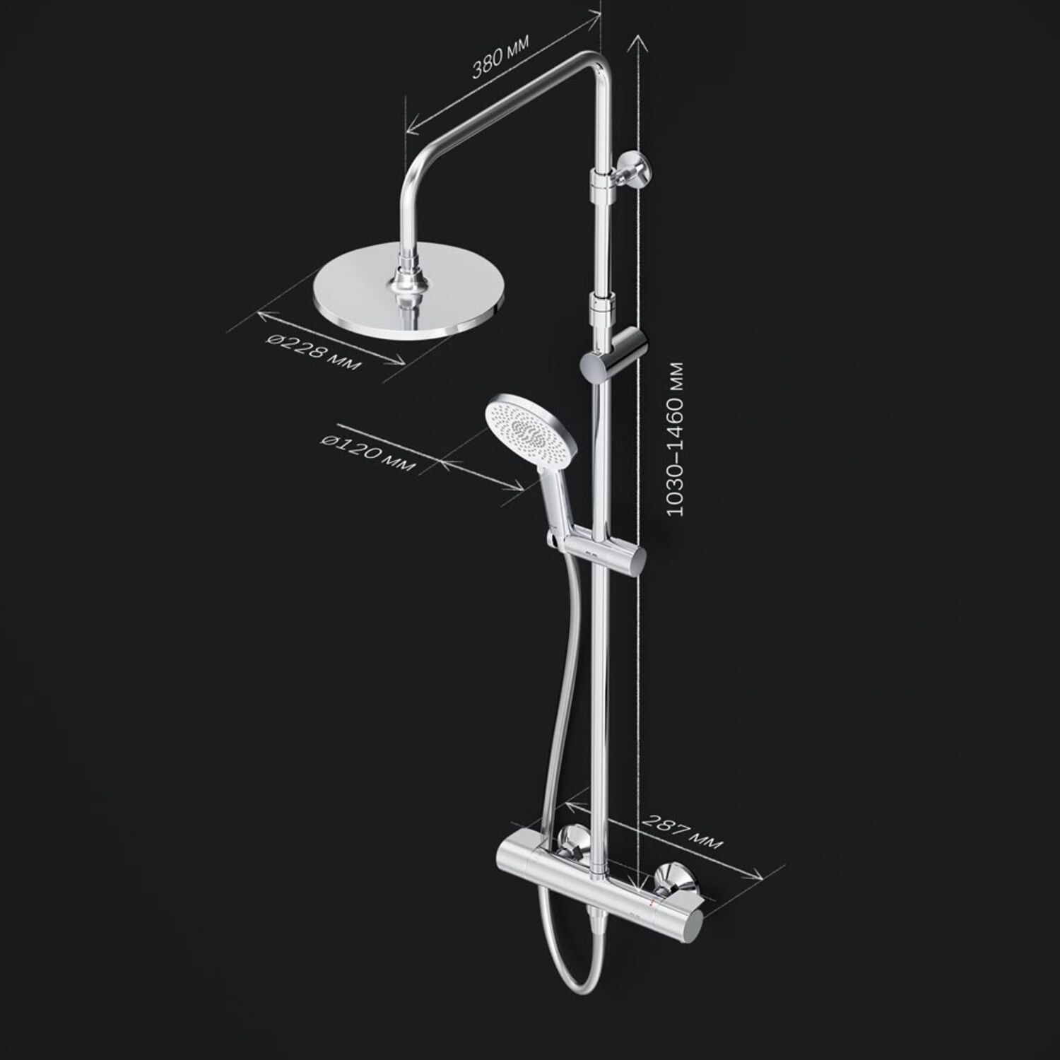 Душевая стойка AM.PM X-Joy F0785A400, с верхним душем, термостатическим смесителем, цвет хром  - фото 1