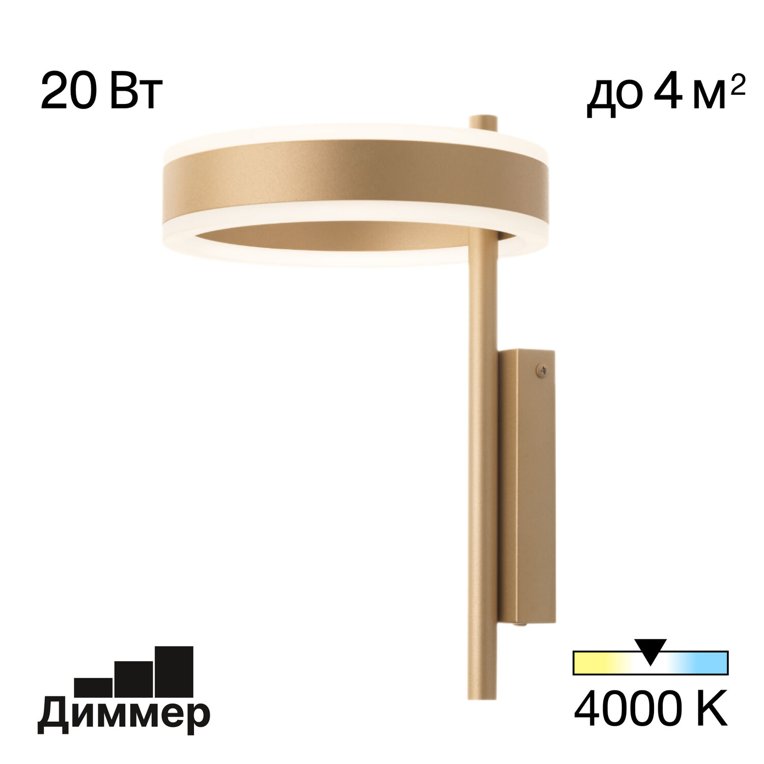 Настенный светильник Citilux Дуэт CL719312, арматура золото матовое