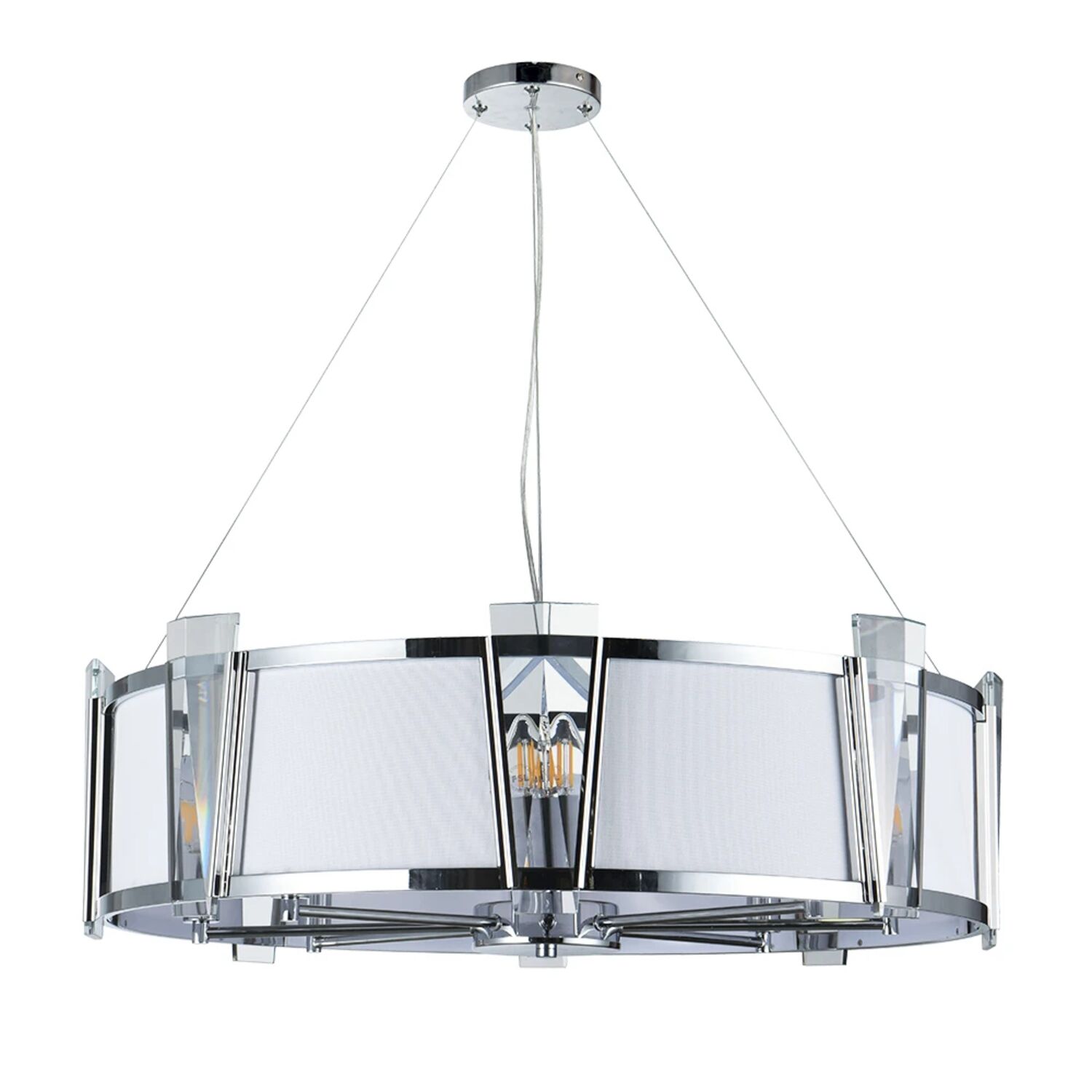 Подвесная люстра Arte Lamp Grato A4079LM-8CC, арматура хром, плафон ткань белая