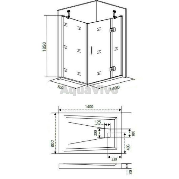 Душевой уголок Good Door Saturn WTW+SP-C-CH-R 140x80, стекло прозрачное, профиль хром, правый