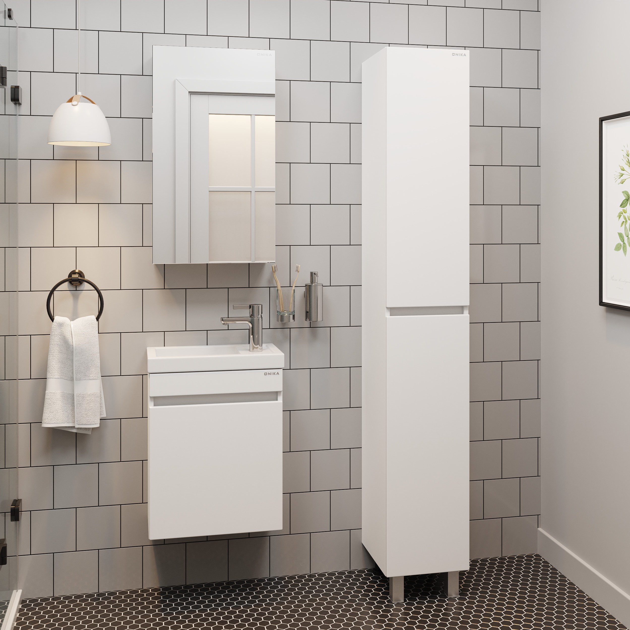 Мебель для ванной Оника Милтон 45, подвесная, цвет белый