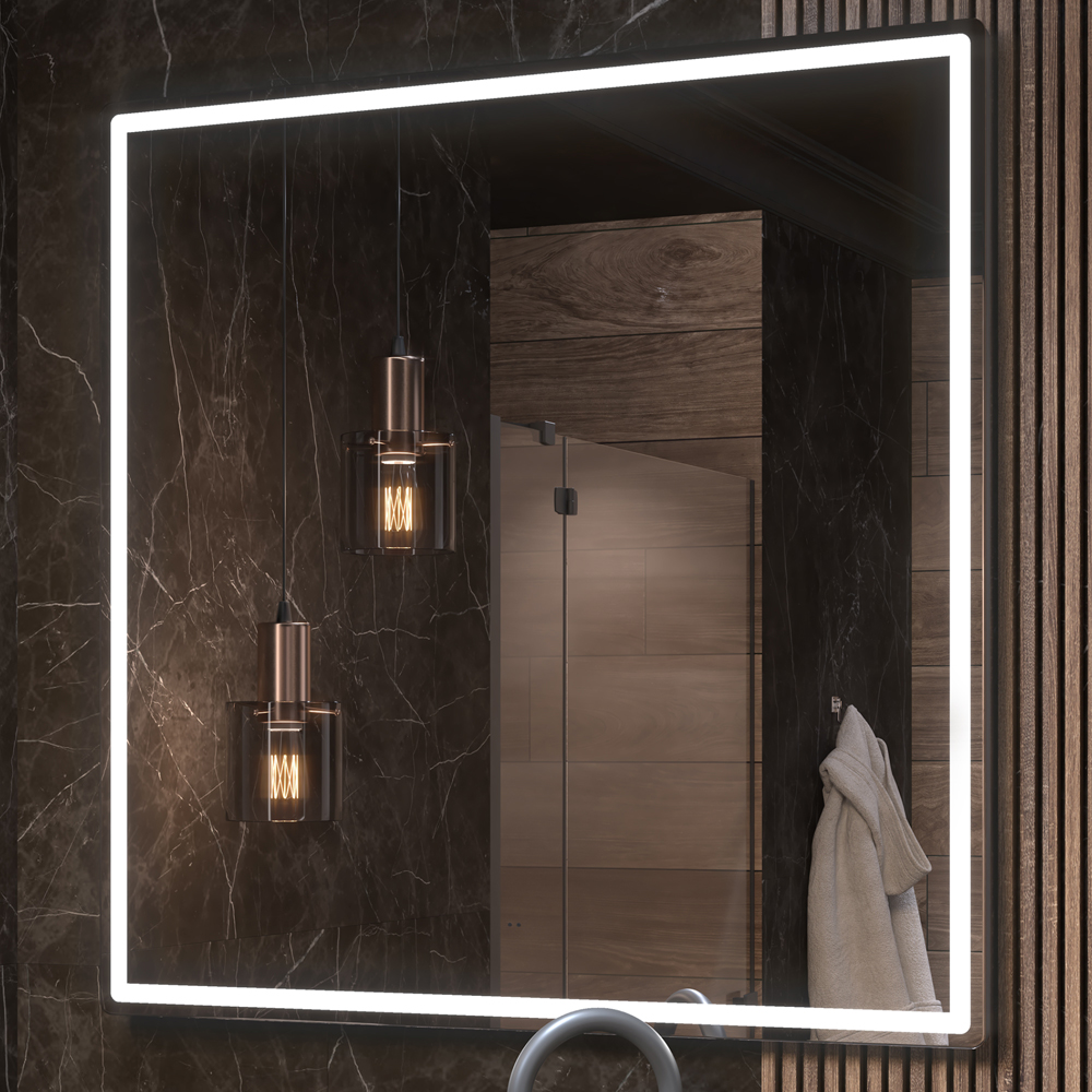 Зеркало Vigo Roberta Comfort 100x100, с подсветкой, функцией антизапотевания
