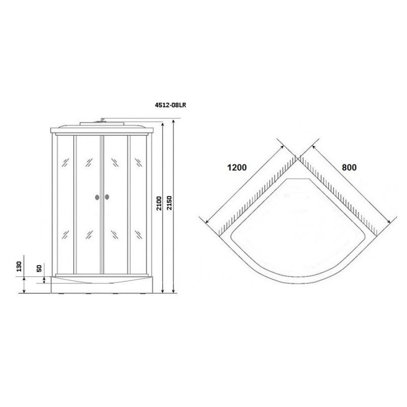 Душевая кабина Niagara Eco NG-4512-14R Black 120х80, правая, стекло мозаика, профиль серебро, с крышей - фото 1