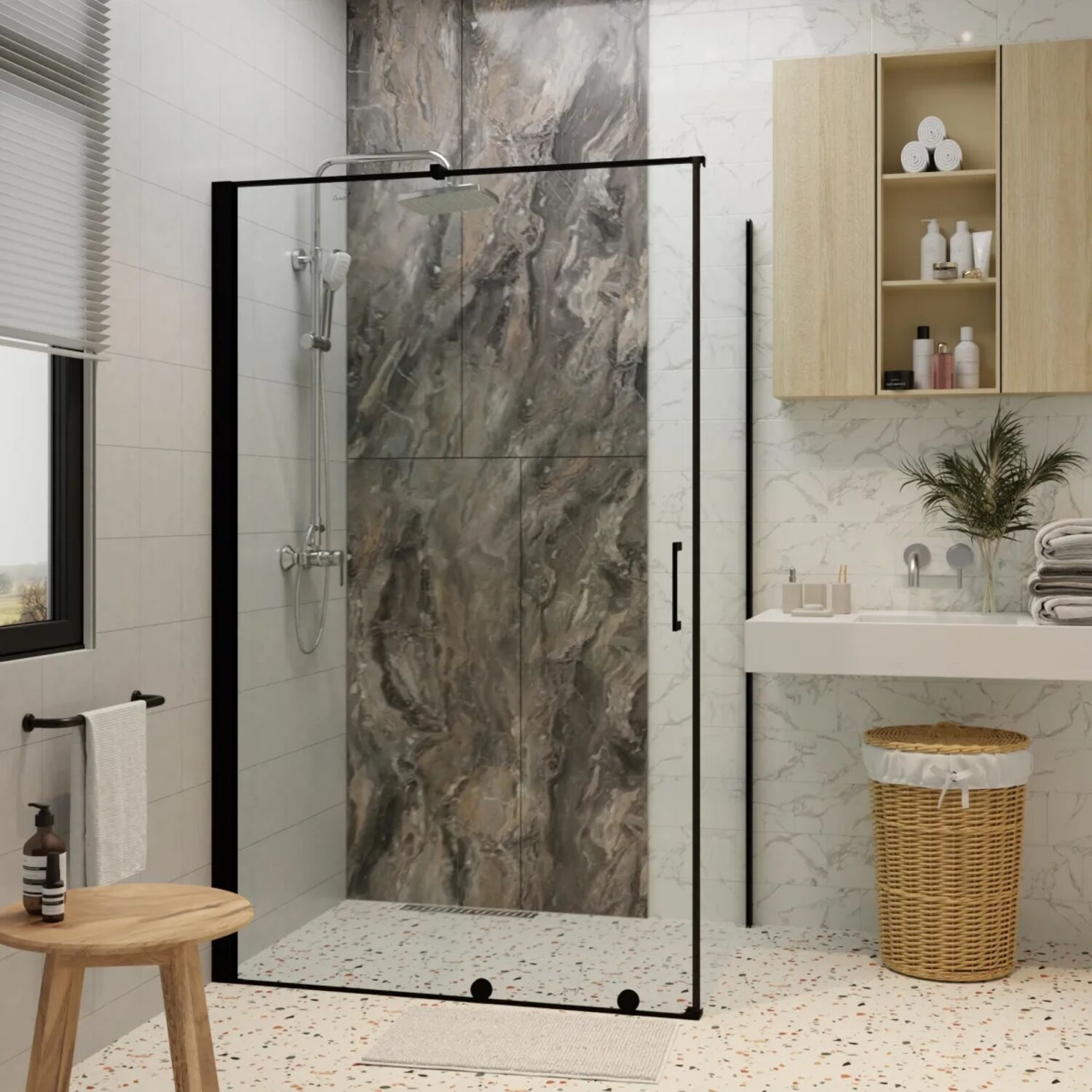 Душевой уголок CeruttiSPA Premiata В120-8 120x90, стекло прозрачное, профиль черный
