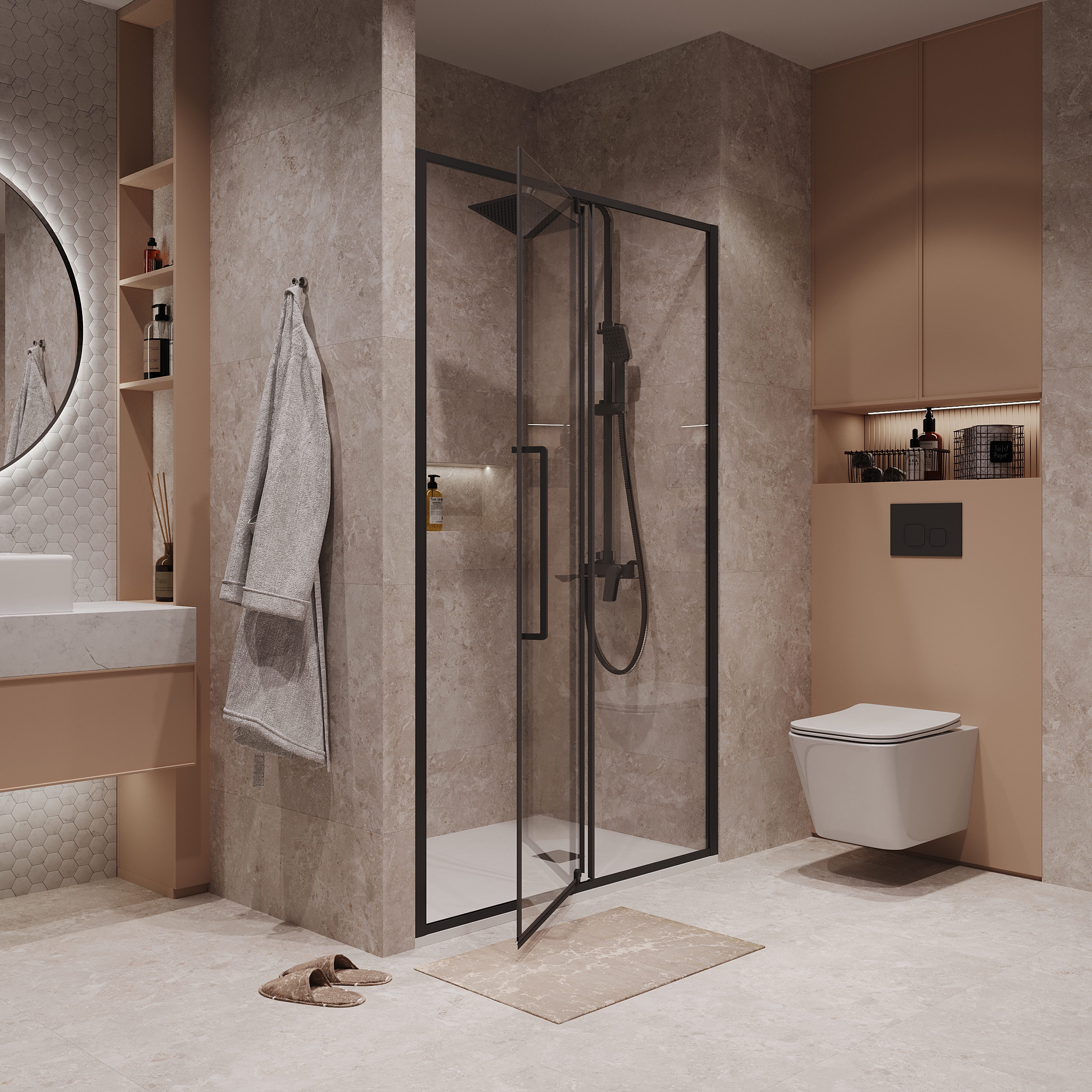Душевая дверь Niagara Nova NG-85-11AB 110x195, стекло прозрачное, профиль черный матовый - фото 1