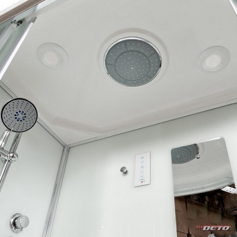 Душевая кабина Deto D279 S LED 90x90, стекло матовое, профиль хром глянцевый, с подсветкой