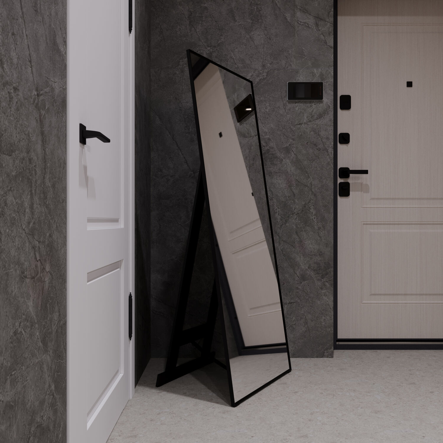 Зеркало Mixline Графика 60x150 напольное, цвет черный - фото 1