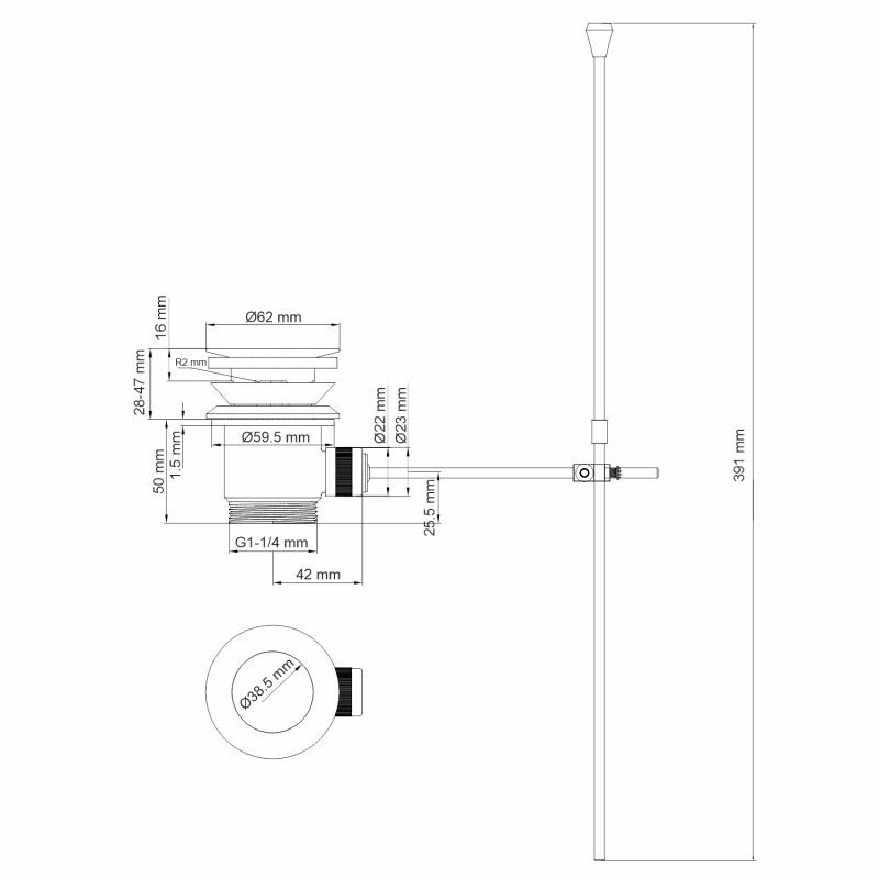 Смеситель WasserKRAFT Sauer 7106 для биде, с донным клапаном, цвет золото - фото 1