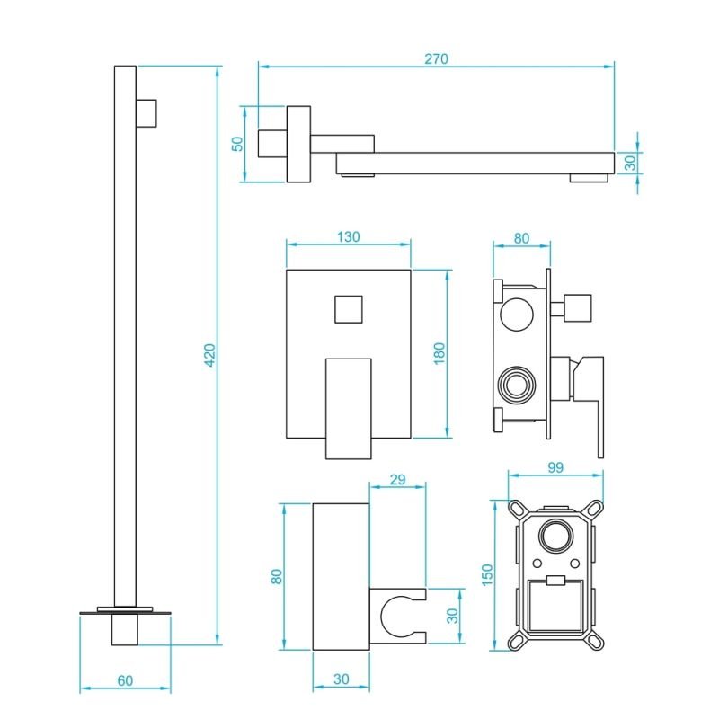 Душевой комплект RGW Shower Panels SP-56 G, встраиваемый, цвет золото