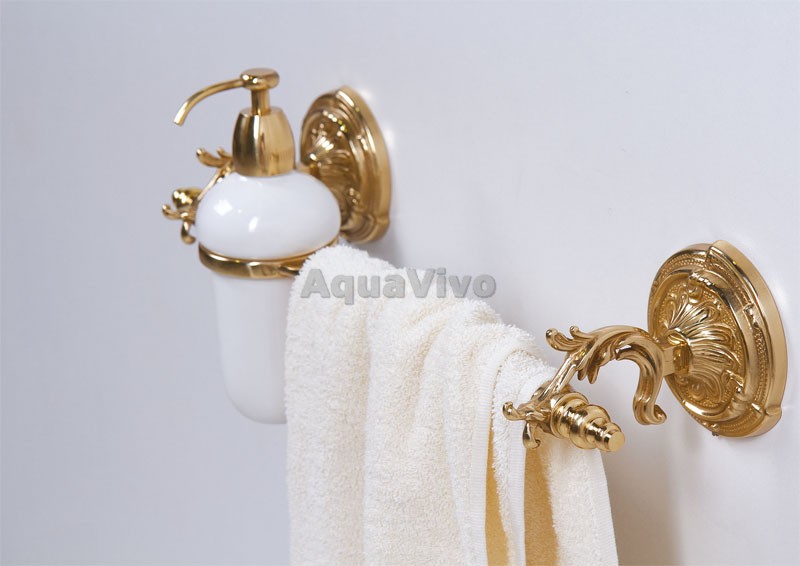 Дозатор Art&Max Barocco AM-2057D-Do-Ant для жидкого мыла, с полотенцедержателем 43 см, цвет античное золото