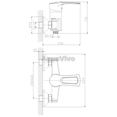 Смеситель Rossinka T40-41 для душа