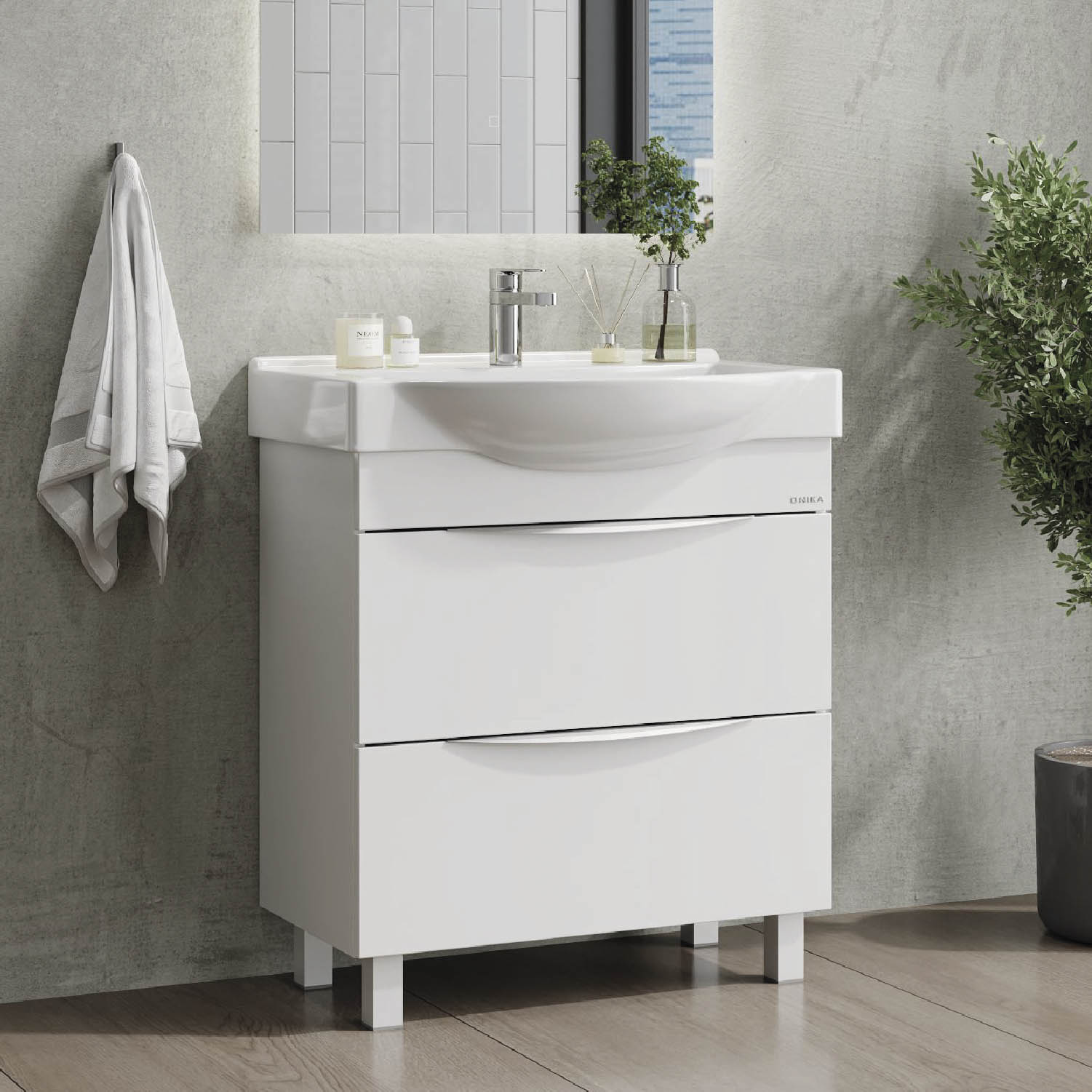 Тумба под раковину Оника Навиа 80, напольная, цвет белый - фото 1