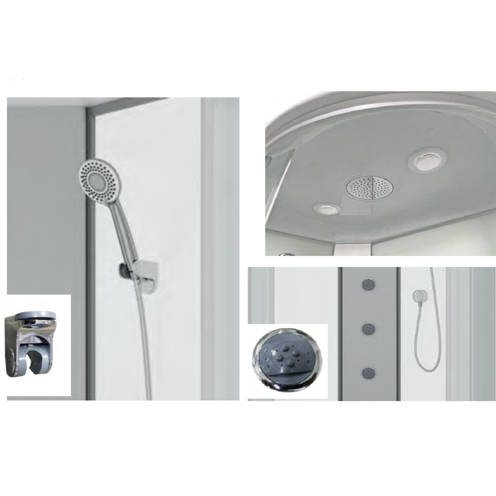Душевая кабина Niagara Classic NG-3301-14F 90x90, стекло матовое, профиль серебро, с крышей, с гидромассажем, с пультом управления - фото 1