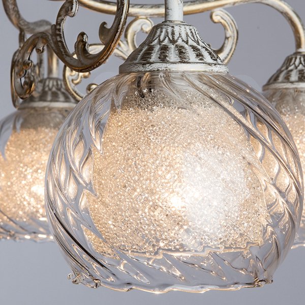 Потолочная люстра Arte Lamp Charlotte A7062PL-5WG, арматура золото / белый, плафоны стекло / хрусталь прозрачный, 60х60 см