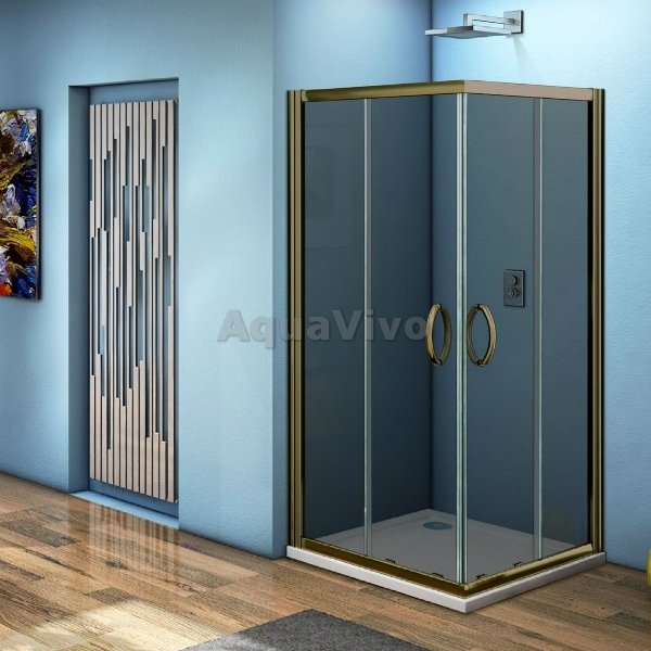 Душевой уголок Good Door Jazze CR-80-B-BR 80х80, стекло тонированное, профиль бронза