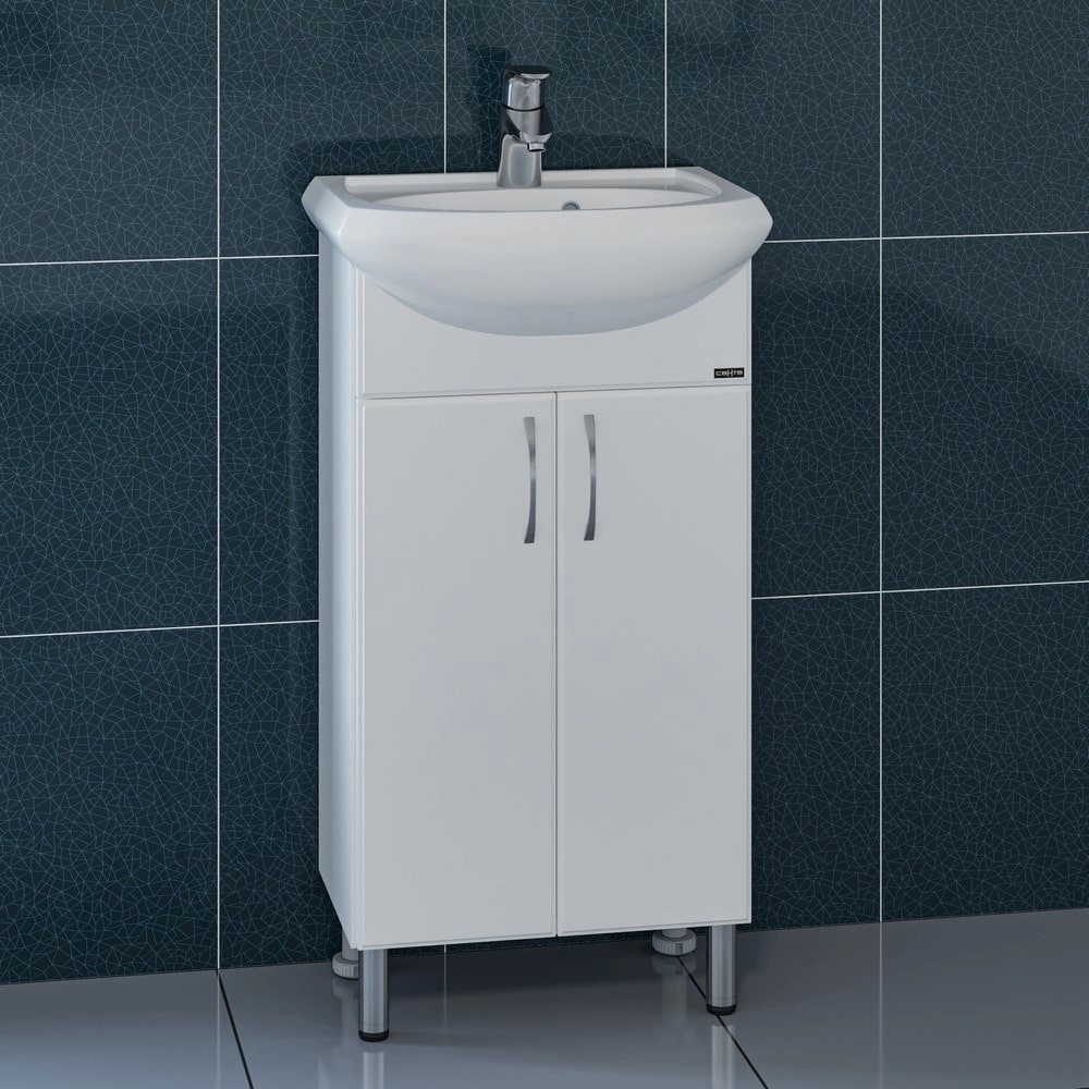 Тумба под раковину Санта Уют 45 напольная, с дверцами, цвет белый