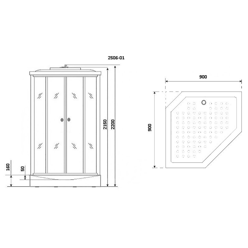Душевая кабина Niagara Ultra NG-2506-01 90х90, стекло тонированное, профиль серебро, с крышей - фото 1